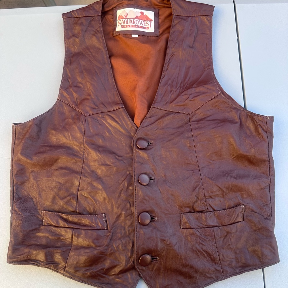 Saguaro West Trading Co Brown Leather Vest for Men